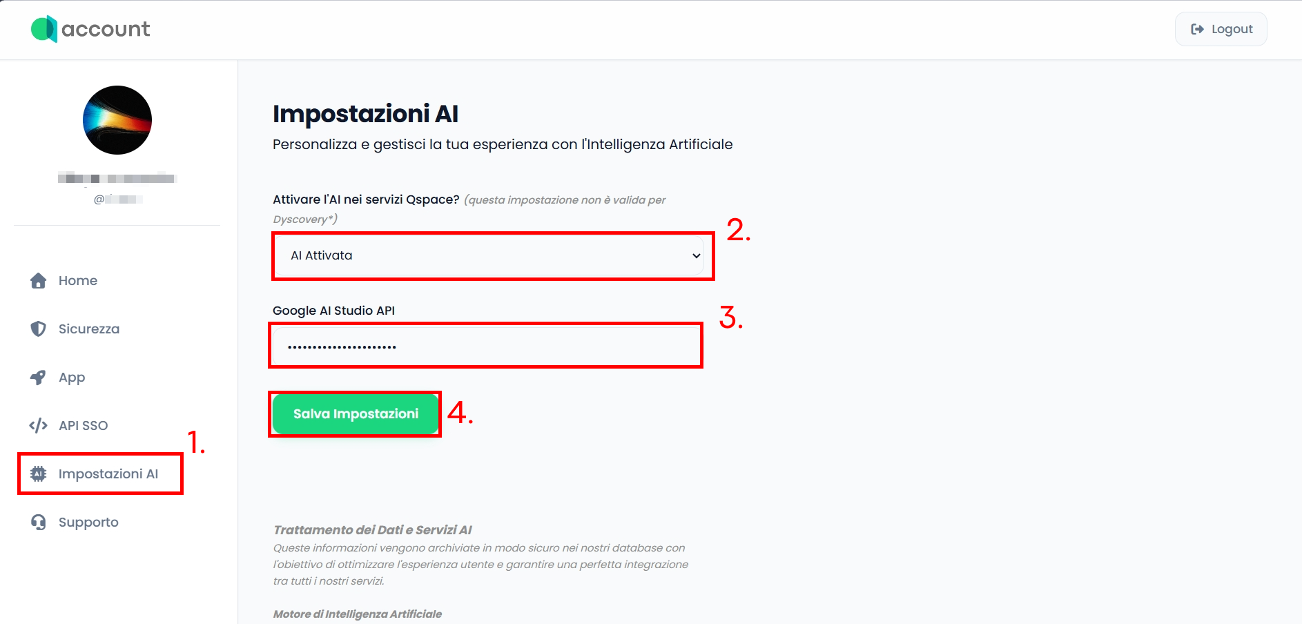 Impostazioni AI
